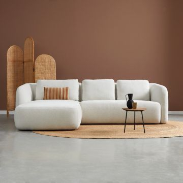 Organische bank Cloud in witte stof - chaise longue links