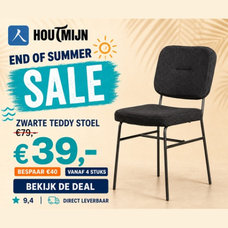 zwarte stoel met Teddy stof sale
