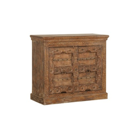 Indiaas dressoir mangohout 2 deuren met snijwerk, bruin