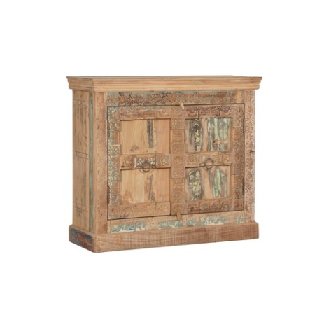 Indiaas dressoir mangohout 2 deuren met snijwerk, naturel