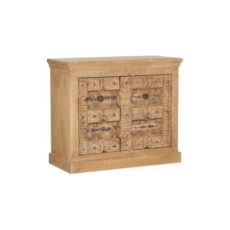 Indiaas dressoir mangohout 2 deuren met snijwerkpaneel, naturel