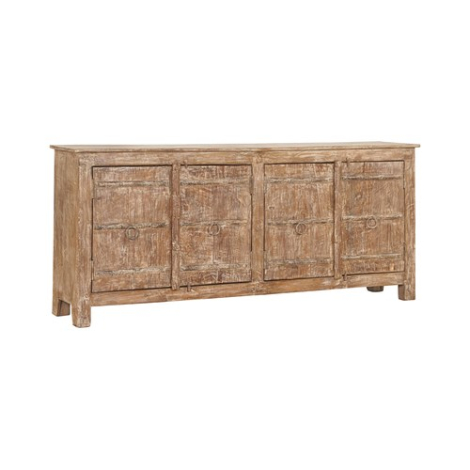 Indiaas dressoir mangohout 4 deuren met snijwerk, naturel