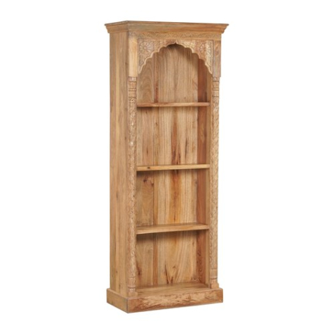 Indiase boekenkast mangohout smal met boog