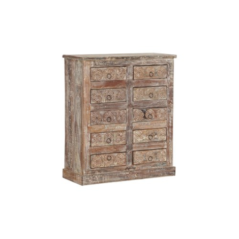 Vintage commode uit India, teakhout met 10 lades