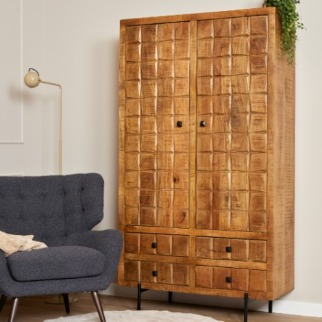 Kabinet Brandy mangohout naturel met 2 deuren en 4 lades sfeerbeeld