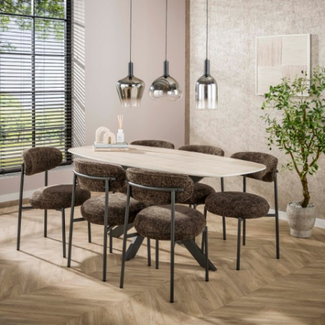 Keramische eettafel deens ovaal 180 cm Axel met spinpoot - sfeerfoto