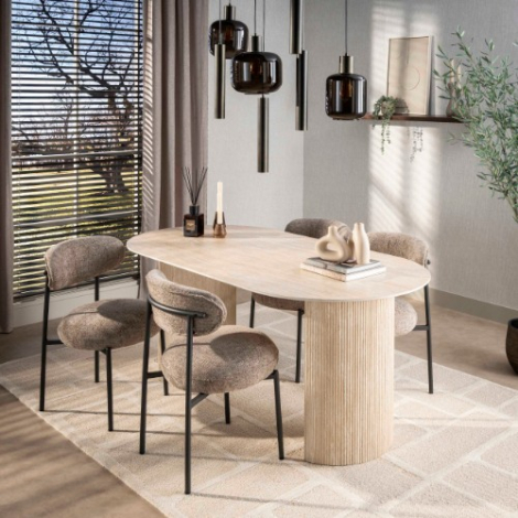 Keramische eettafel ovaal 180 cm Axel met golvend onderstel - sfeerfoto