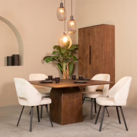 Vierkante eettafel Ilse mangohout 140x140 cm donkerbruin