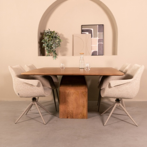 Vierkante eettafel Ilse mangohout 140x140 cm naturel