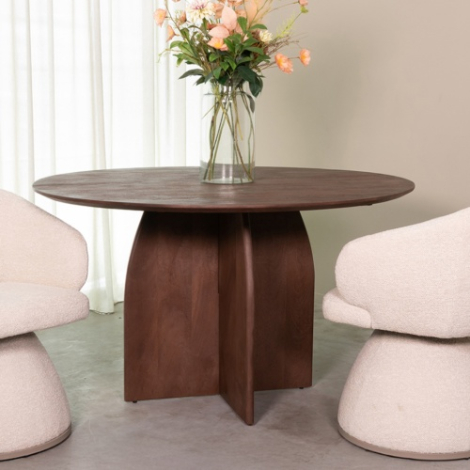 Ronde eettafel Mette mangohout 130 cm donkerbruin Ronde eettafel Mette mangohout 130 cm donkerbruin