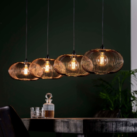 Metalen hanglamp Mirko zwart nikkel met 4 lampen - sfeerfoto