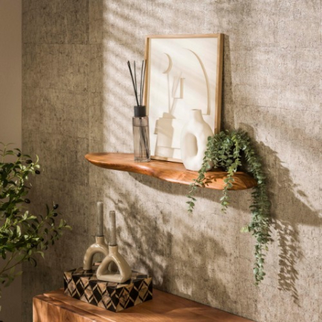Organische wandplank 90 cm acaciahout Mateo - sfeerfoto