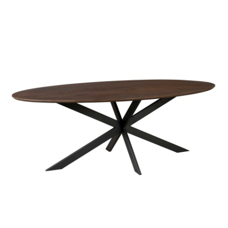Ovale eettafel Ferris eiken bruin 180 cm driekwart aanzicht