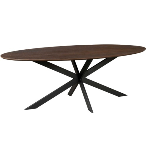 Ovale eettafel Ferris eiken bruin 240 cm driekwart aanzicht