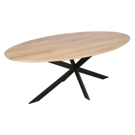 Ovale eettafel Ferris eiken naturel 210 cm driekwart aanzicht
