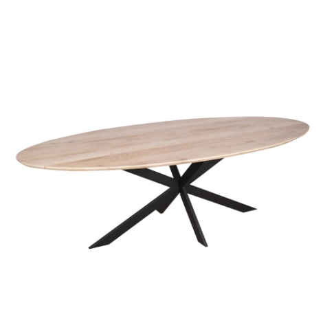 Ovale eettafel Ferris eiken naturel 240 cm driekwart aanzicht