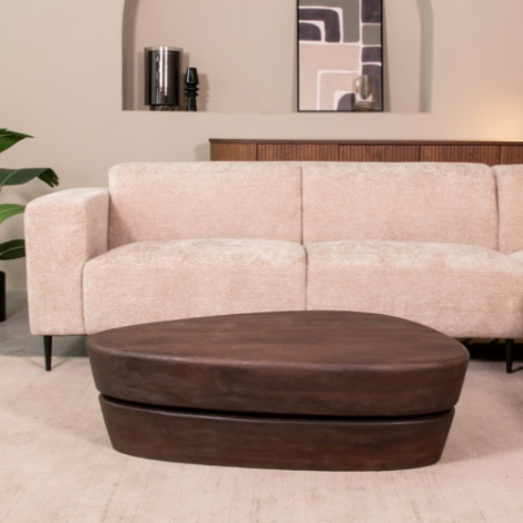 Organische salontafel Jip mangohout 110 cm donkerbruin