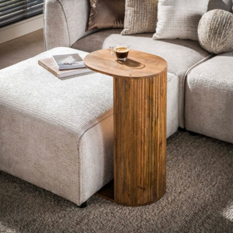 Overzettafel mangohout Kira naturel halfrond - sfeerfoto