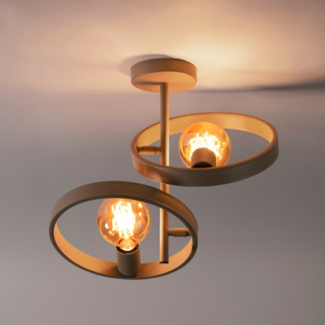 Plafondlamp met 2 ronde frames Lena beige - sfeerfoto