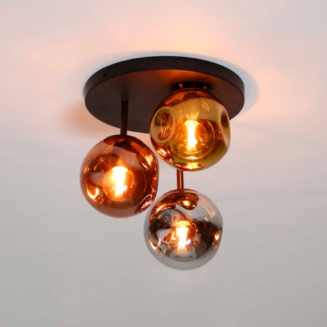 Plafondlamp met 3 glazen bollen Remo zwart - sfeerfoto