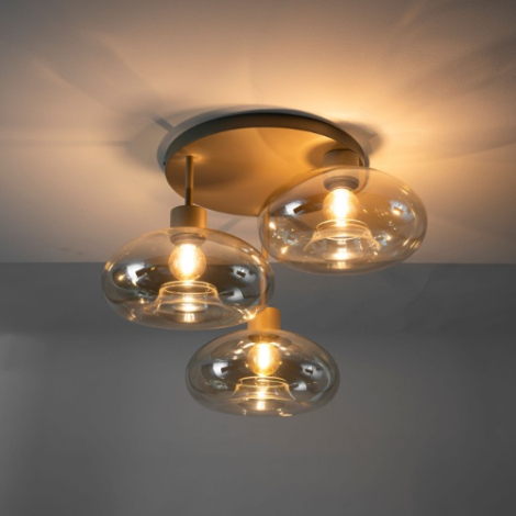 Plafondlamp met 3 glazen kappen Nika beige 55 cm - sfeerfoto