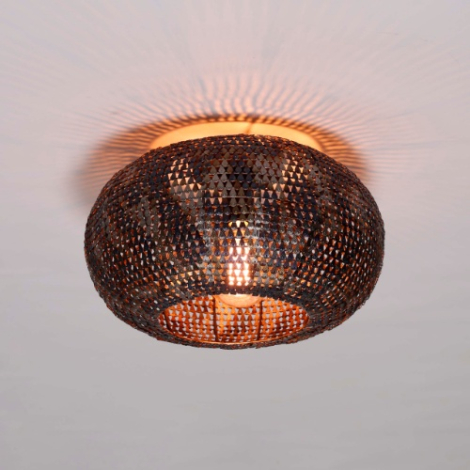 Plafondlamp met gaatjes Rosa handgemaakt zwart en bruin 40 cm - sfeerfoto