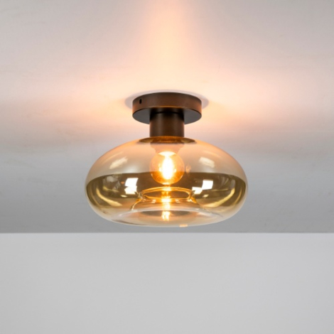 Plafondlamp met glazen bol Rona amber 27 cm - sfeerfoto