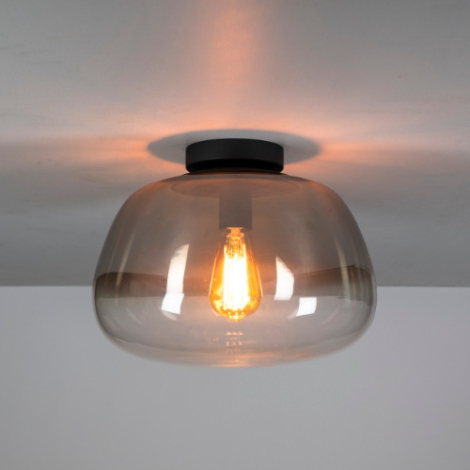 Plafondlamp van grijs smoke glas Ivo 36 cm - sfeerfoto