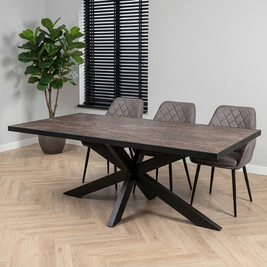 Rechthoekige eettafel 240 cm met spinpoot