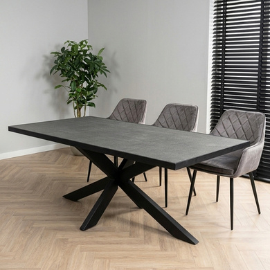 Rechthoekige eettafel natuursteen grijs