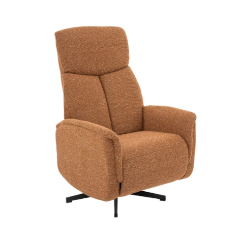 Elektrische relaxfauteuil Aafke cognac bouclé, draaibaar
