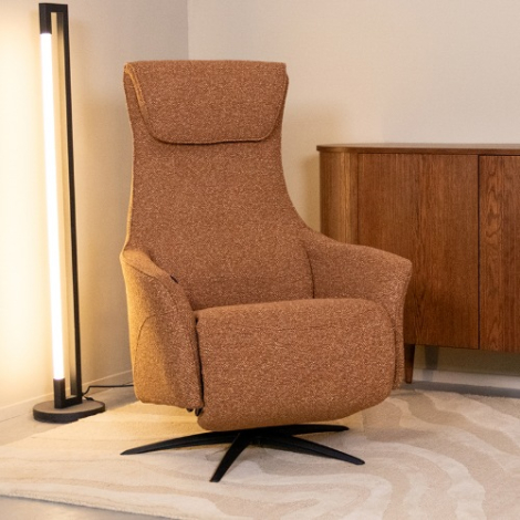 Elektrische relaxfauteuil met massage Luc cognac bouclé