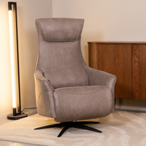 Elektrische relaxfauteuil met massage Luc taupe micro-suède