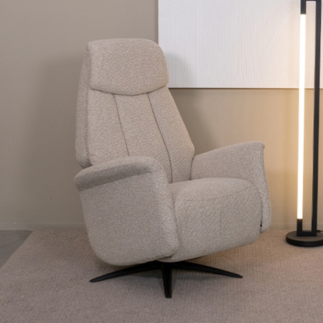 Elektrische relaxfauteuil Odile crème bouclé, draaibaar