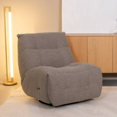 Elektrische relaxfauteuil Rob grijs bouclé met accu
