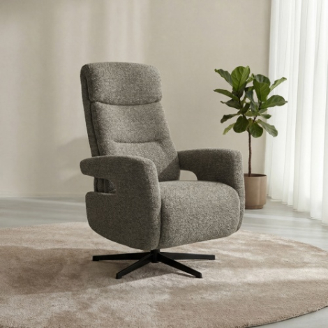 Elektrische relaxfauteuil Twan grijs bouclé, 2 motoren