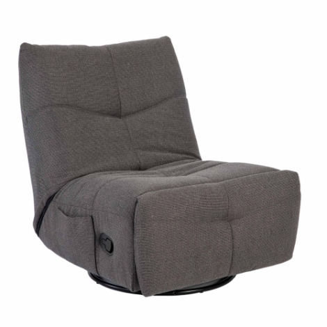 Relaxfauteuil Lazy donkergrijs met draaivoet driekwart aanzicht
