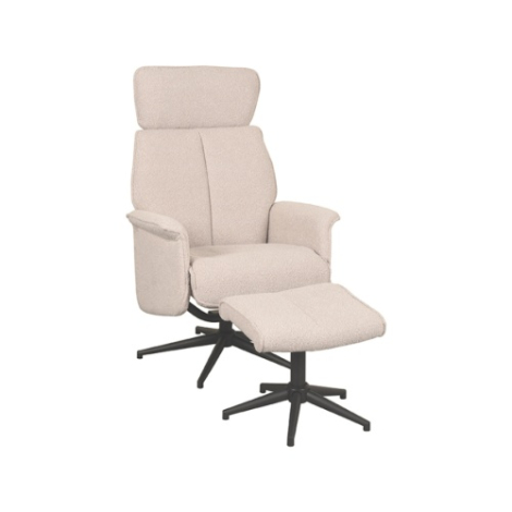 Verstelbare relaxfauteuil met hocker Veerle naturel bouclé