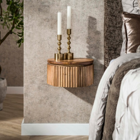 Rond zwevend nachtkastje naturel 30 cm Kira XS - sfeerfoto