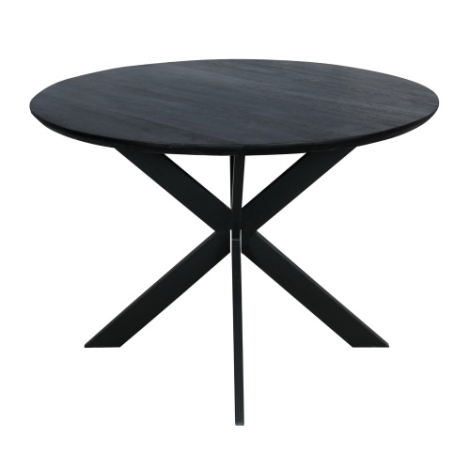 Ronde eettafel Ferris eiken zwart 110 cm driekwart aanzicht