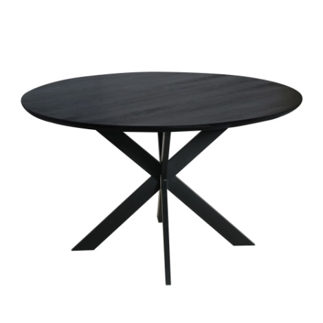 Ronde eettafel Ferris eiken zwart 130 cm driekwart aanzicht