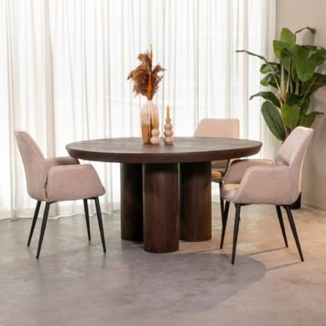 Ronde eettafel Doortje mangohout 150 cm donkerbruin Ronde eettafel Doortje mangohout 150 cm donkerbruin