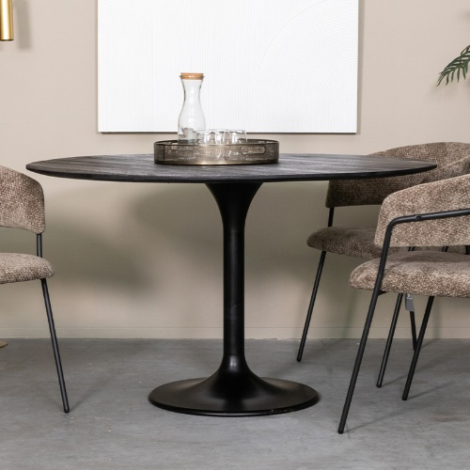 Ronde eettafel Eelco mangohout 130 cm zwart Ronde eettafel Eelco mangohout 130 cm zwart