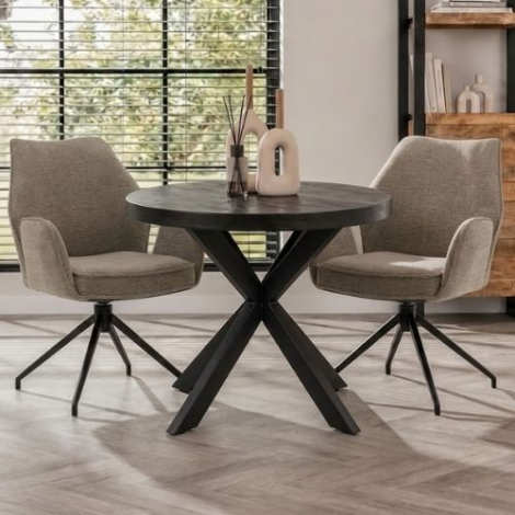 Ronde eettafel zwart 100 cm mangohout