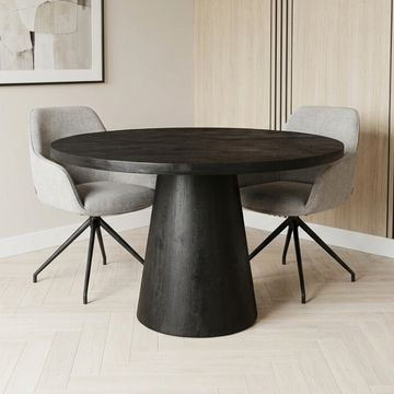 Ronde eettafel zwart van hout 120 cm
