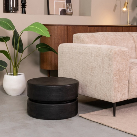 Ronde salontafel Mees mangohout 50 cm zwart