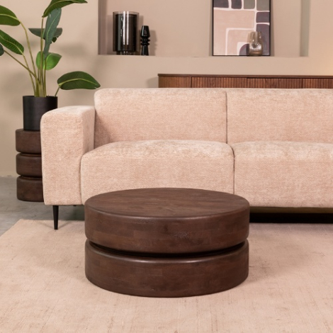 Ronde salontafel Mees mangohout 70 cm donkerbruin