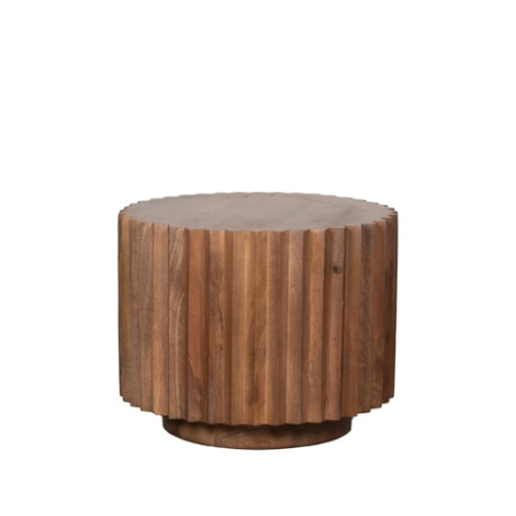 Ronde salontafel Noa 50 cm mangohout met ribbels