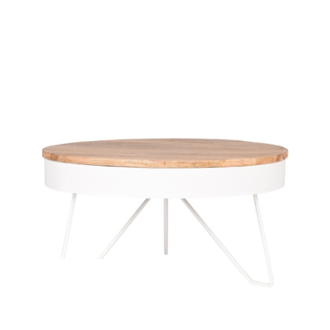 Ronde salontafel Sophie hout en metaal 80 cm wit