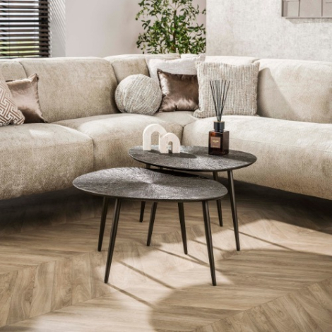 Salontafel brons in bladvorm Silas set van 2 - sfeerfoto